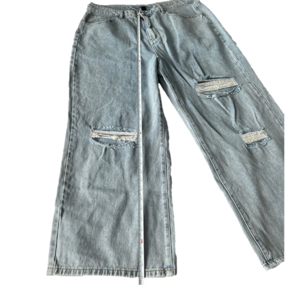 ✨Sold✨Cider Cropped Wide Leg Jeans Light Wash Distressed Denim Size 1XL - Picture 4 of 12